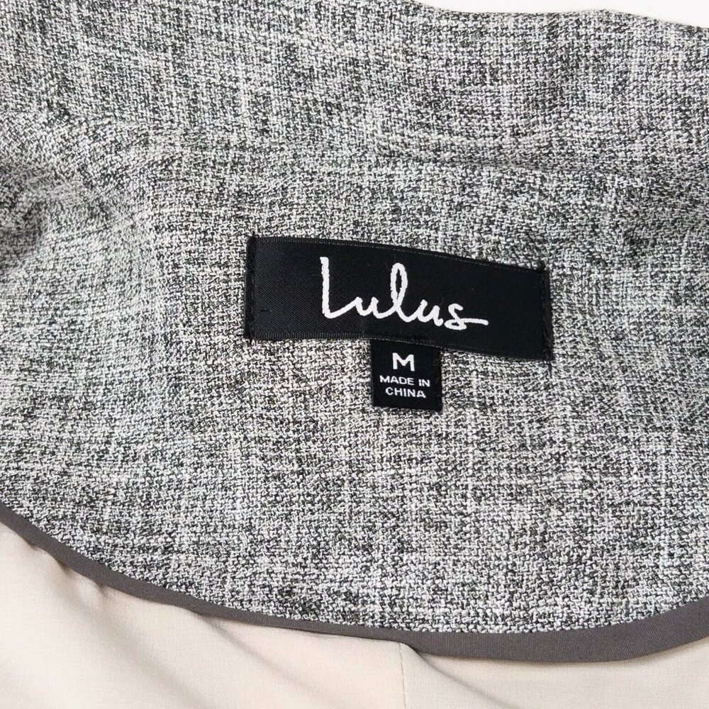Lulus Promotion Gray Open Front Back Slit Lined Woven Wool Blazer Size Medium - Picture 9 of 12